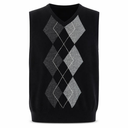 Dockers Men Black Argyle Knit Acrylic Sleeveless V-Neck Jumper Vest L