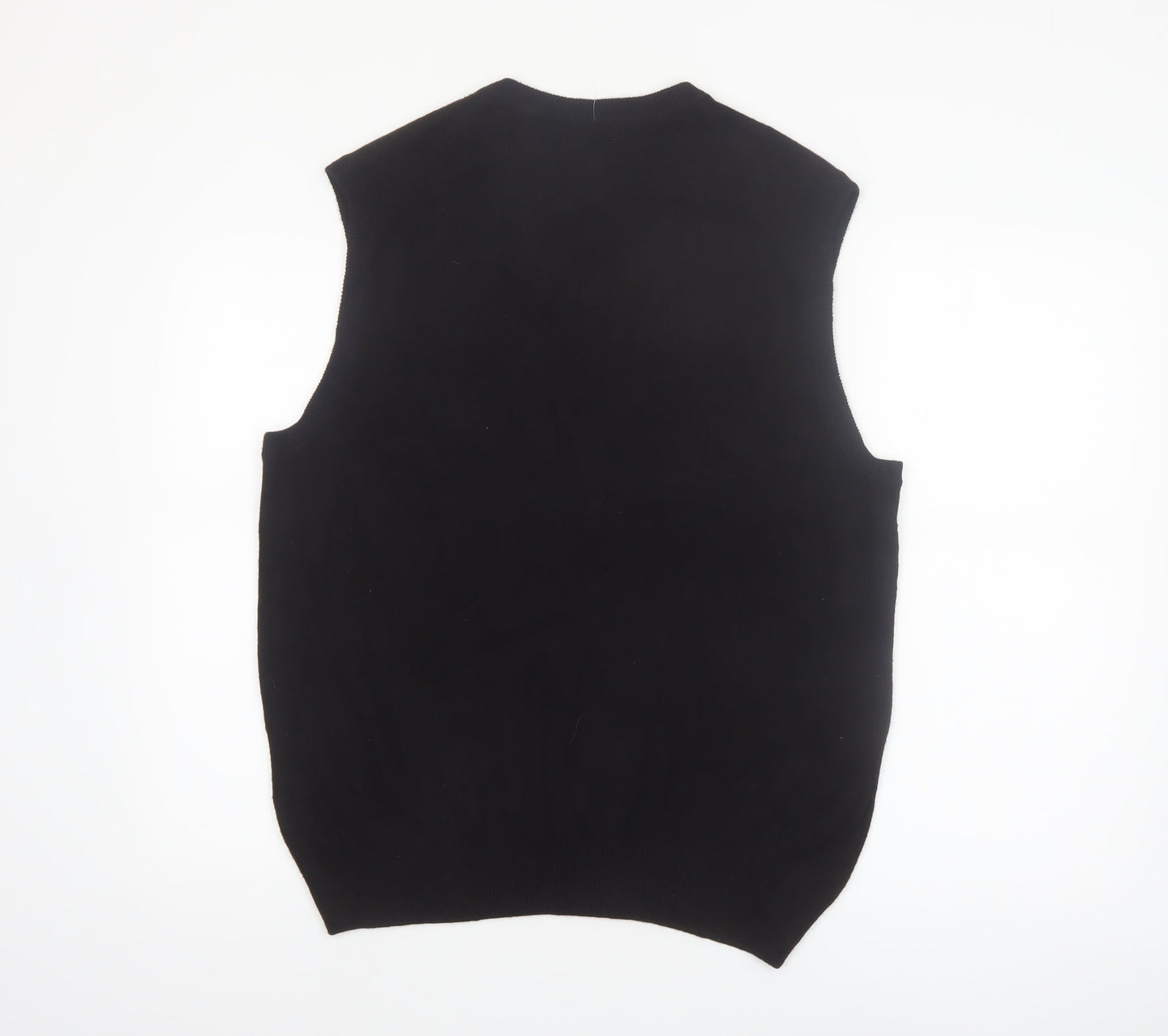 Dockers Men Black Argyle Knit Acrylic Sleeveless V-Neck Jumper Vest L