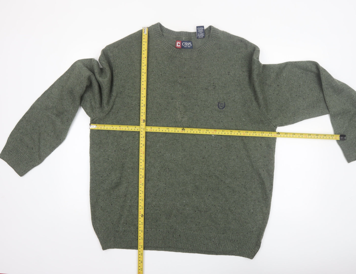 Chaps Men's Green XL Cotton Blend Crew Neck Pullover Jumper