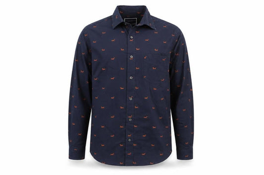 Charles Tyrwhitt Men's Blue Slim Fit Animal Print Button-Up Shirt Size S