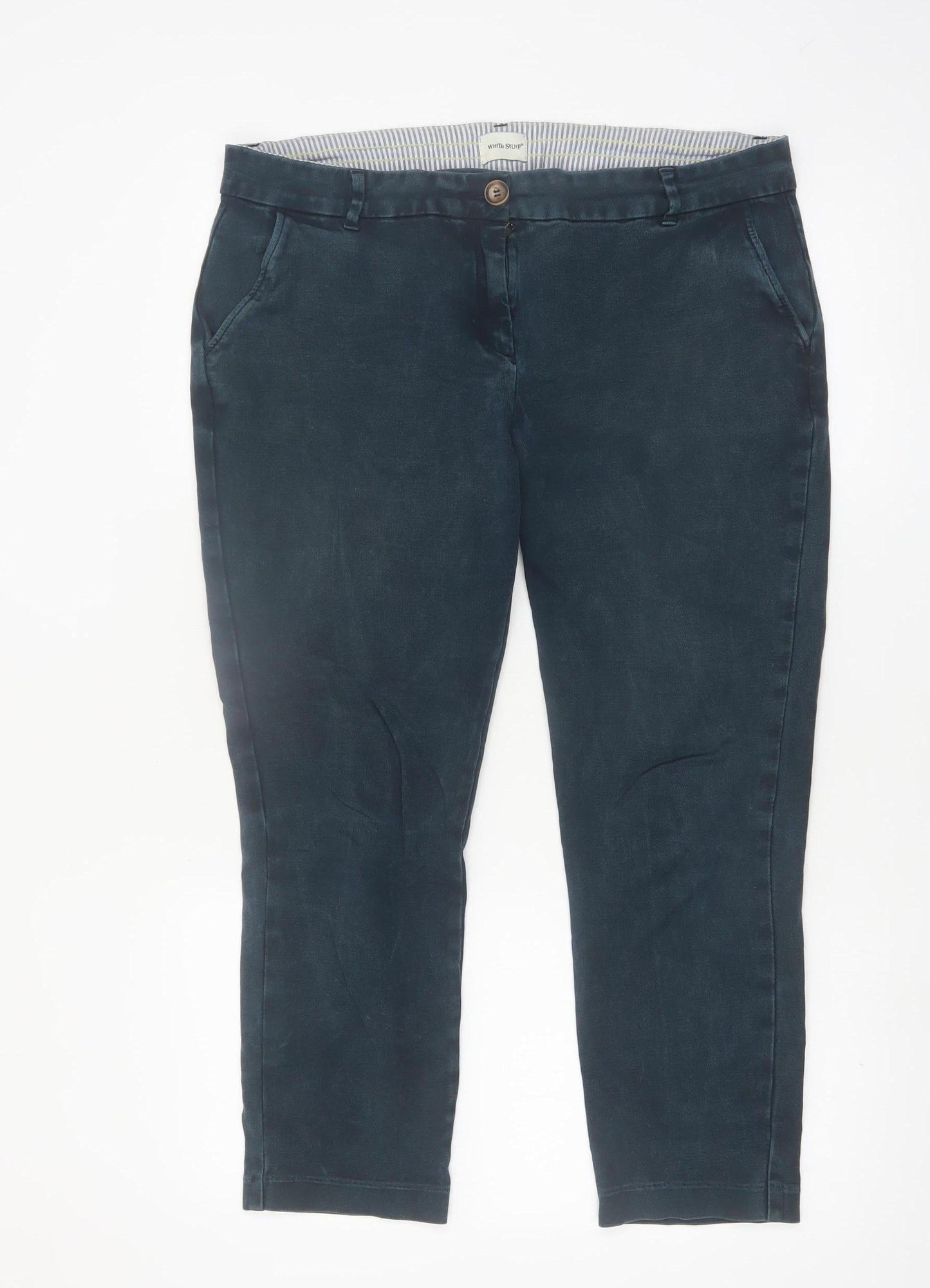 White Stuff Women's Blue Chino Trousers Size 14 Regular