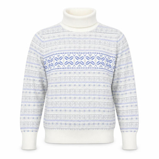 L.L.Bean Men’s Grey Fair Isle Roll Neck Cotton Cashmere Jumper M