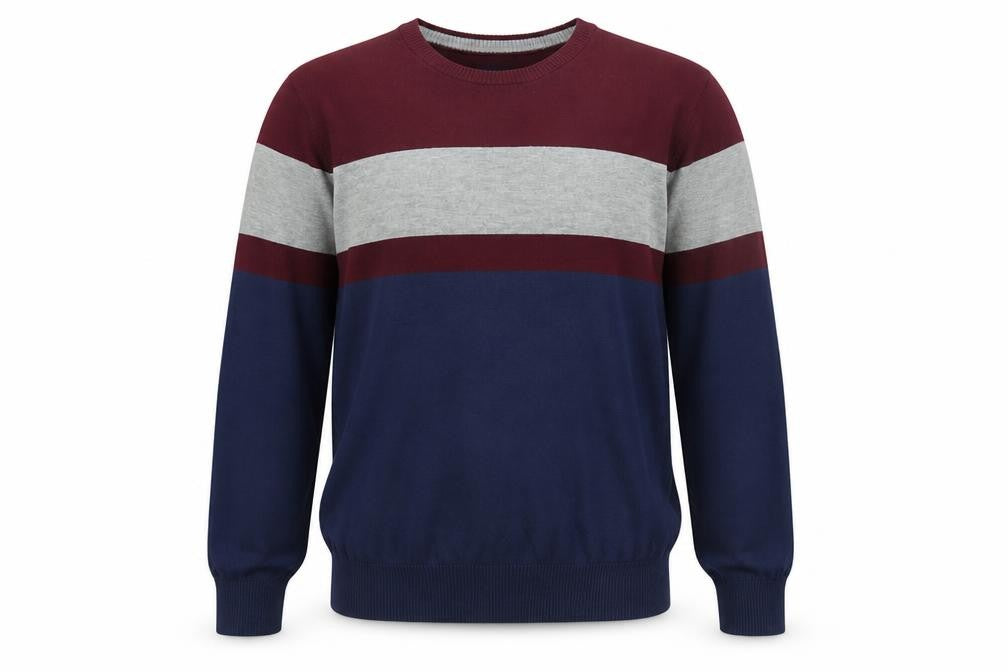 IZOD Men's Blue Maroon Grey Crew Neck Striped Pullover Jumper M