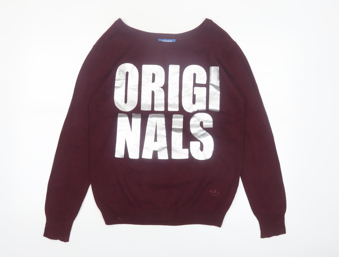 Adidas Women's Red Originals Crew Neck Cotton Pullover Jumper Size 10