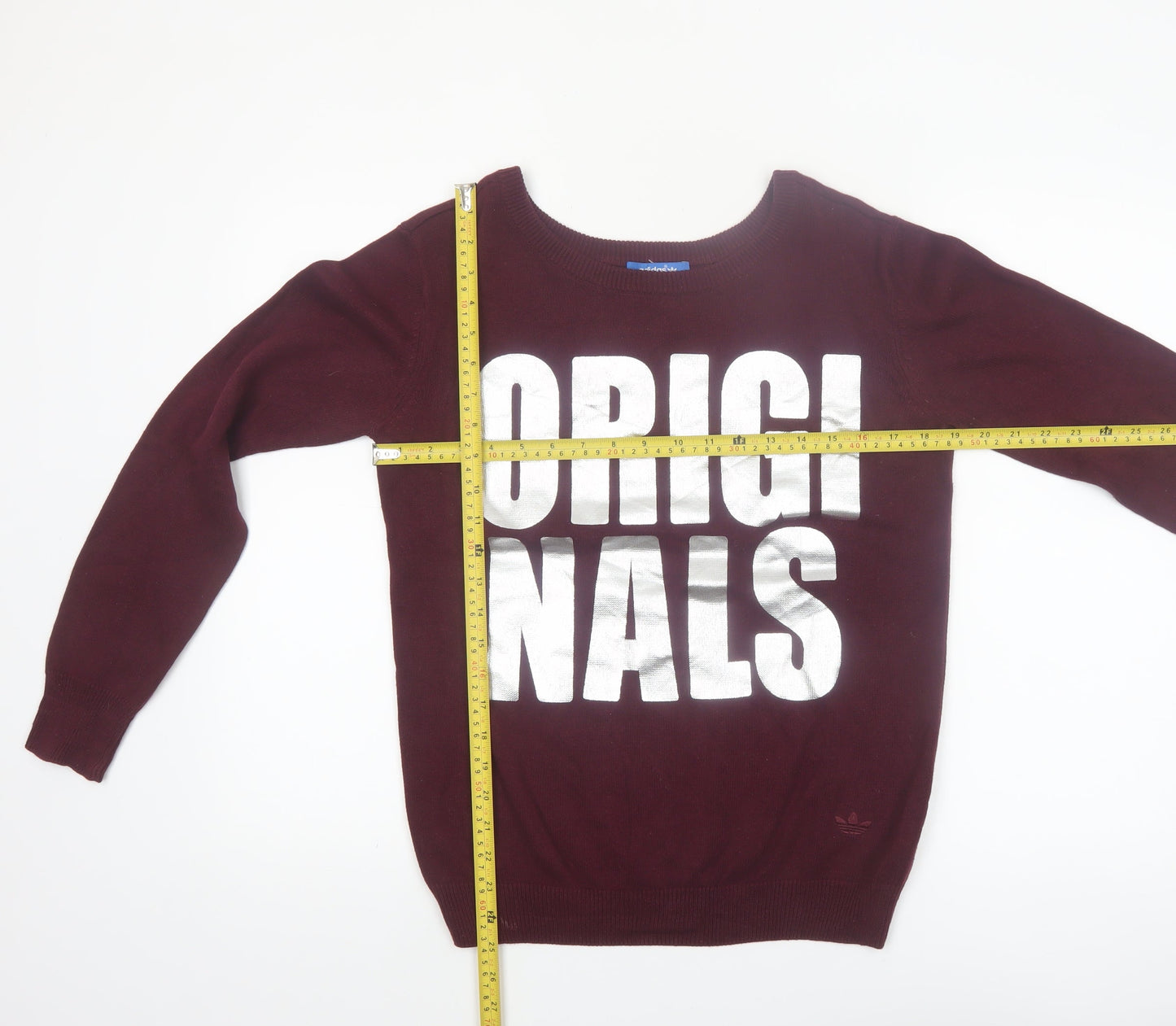 Adidas Women's Red Originals Crew Neck Cotton Pullover Jumper Size 10