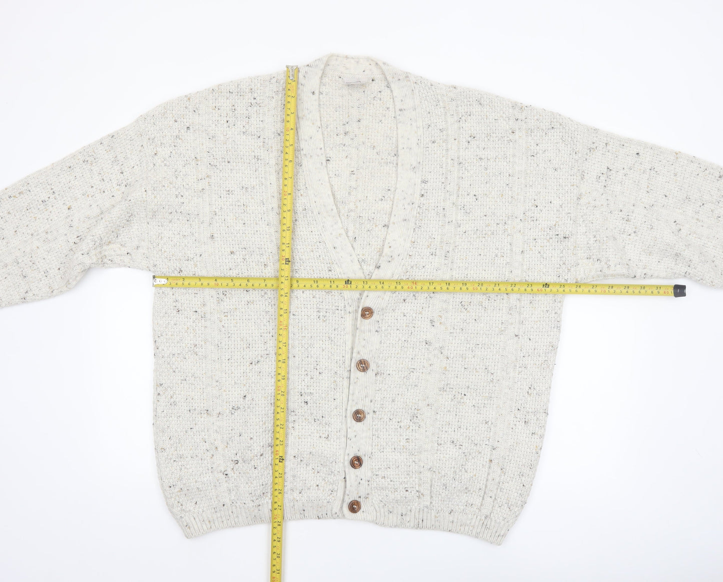 Daniel Doffi Men's Ivory Chunky Knit Cardigan XXL