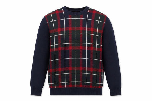 Dockers Men's Blue Check Knit Cotton Pullover Jumper 2XL