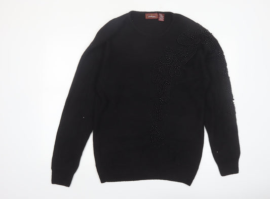 Worthington Women's Black Beaded Silk Blend Jumper Size L