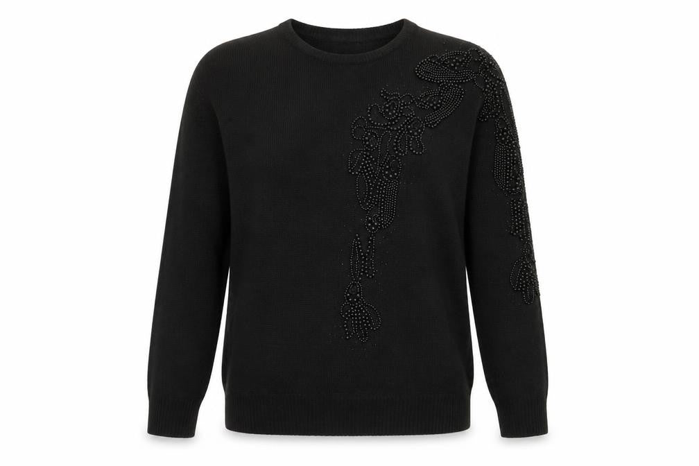 Worthington Women's Black Beaded Silk Blend Jumper Size L