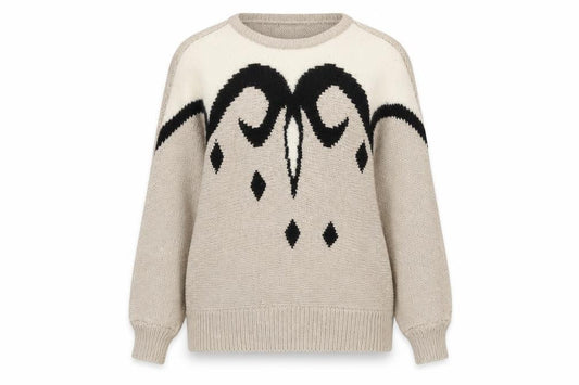 Malina Wong Womens Beige Geometric Knit Jumper Size 12