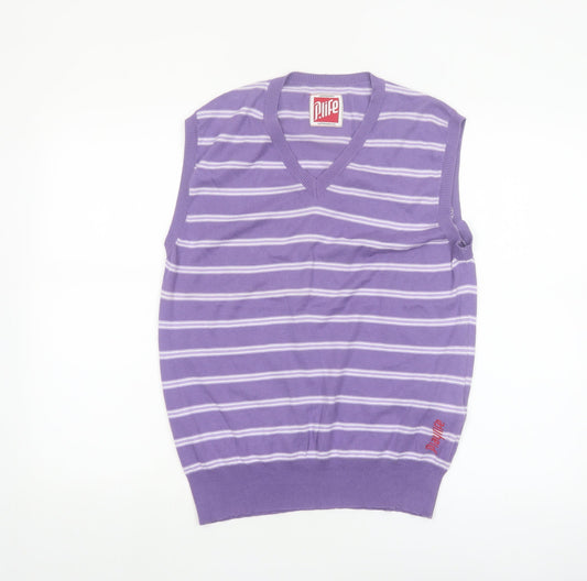 P.Life Men's Purple Striped V-Neck Sleeveless Knit Vest M