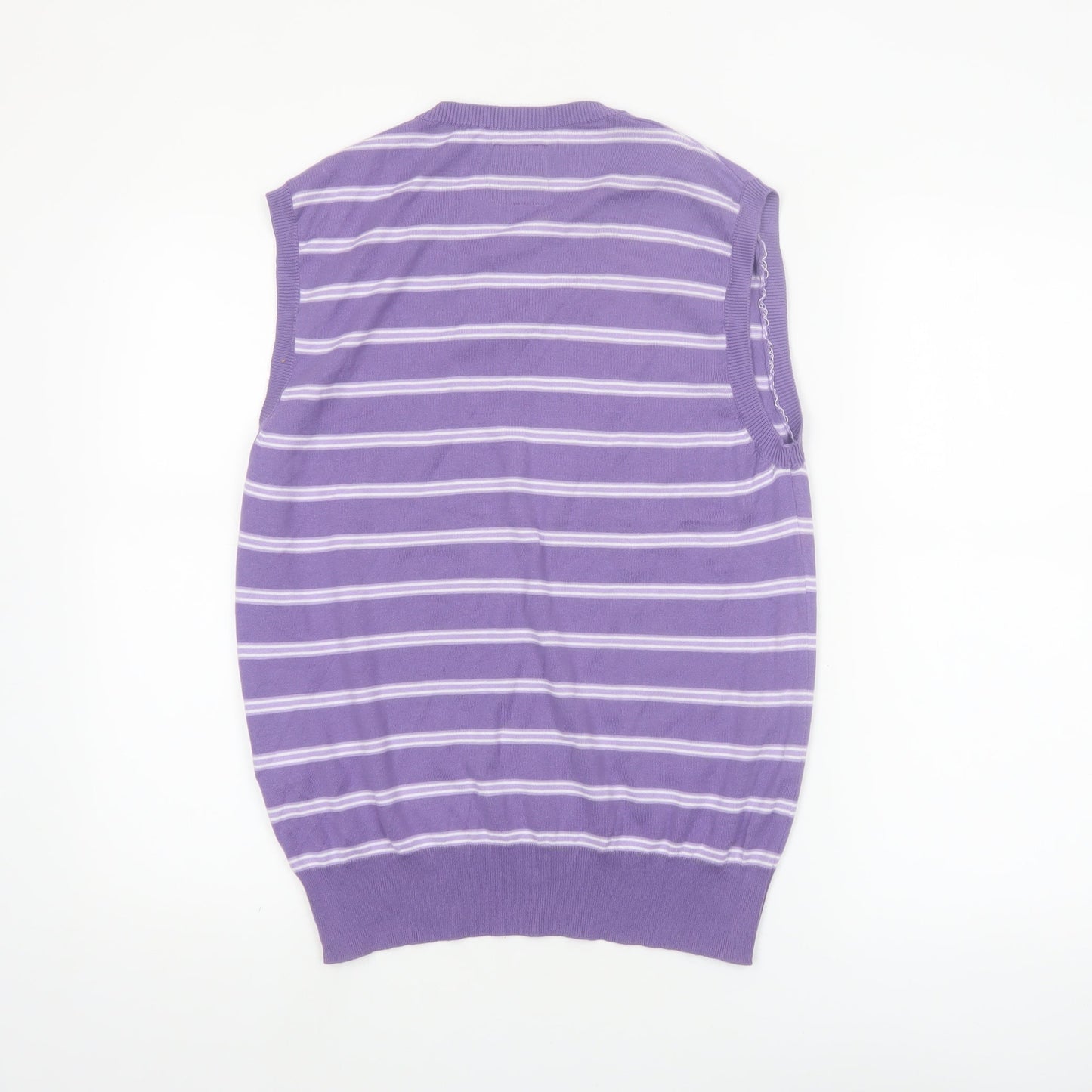 P.Life Men's Purple Striped V-Neck Sleeveless Knit Vest M