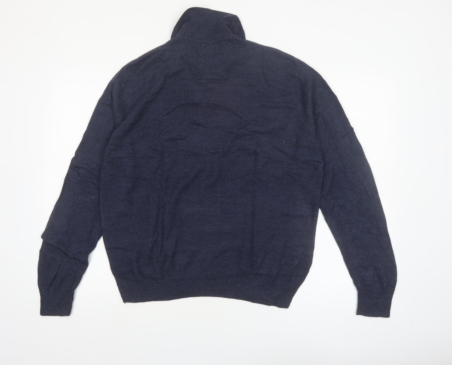 Dockers Men's Blue Argyle Collared Henley Jumper Size M