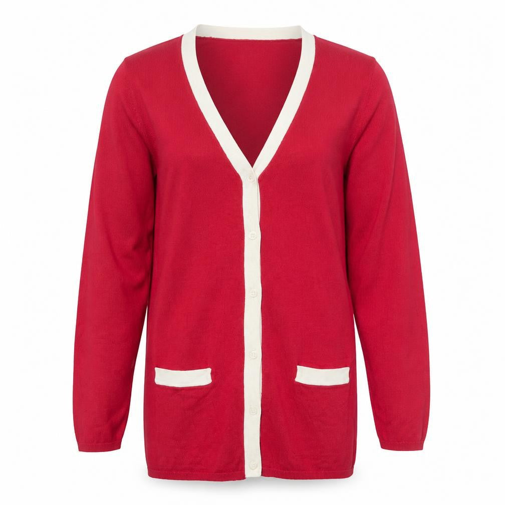 Chadwick's Women's Red V-Neck Long Sleeve Cardigan Size L
