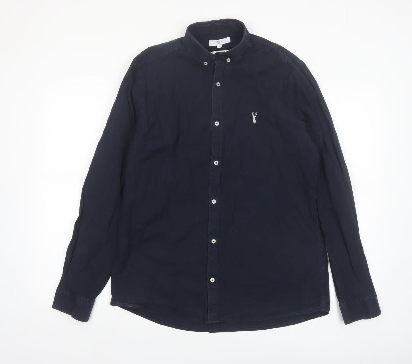 Next Men's Blue Slim Fit Long Sleeve Button-Up Shirt M