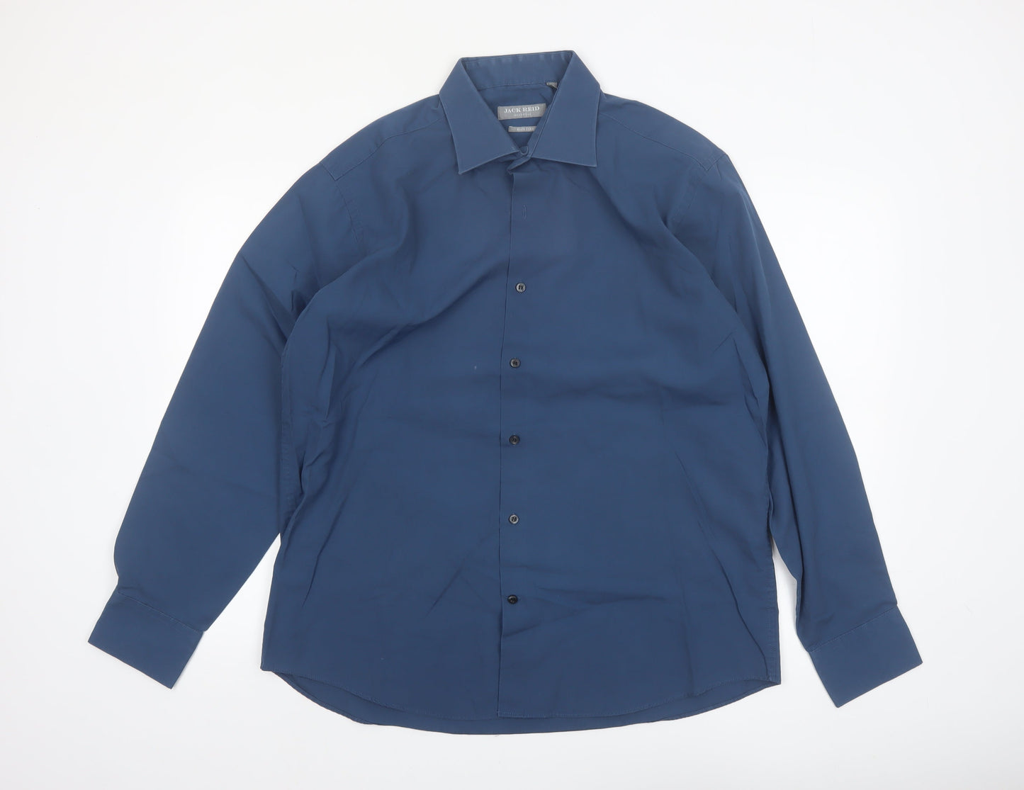 Jack Reid Mens Blue 16.5in Regular Fit Long Sleeve Button-Up Shirt