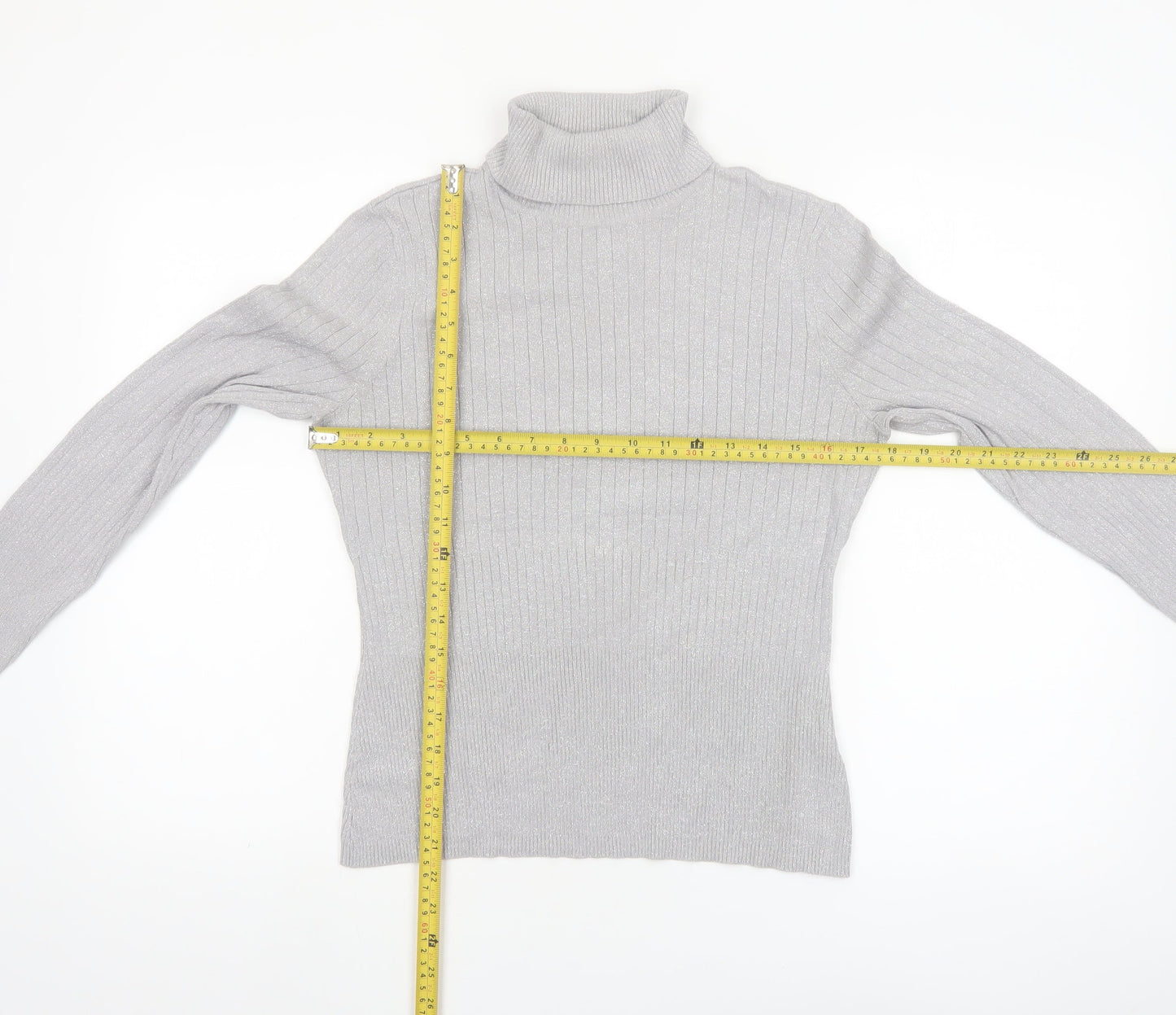 Worthington Womens Grey Roll Neck Knit Jumper Size L