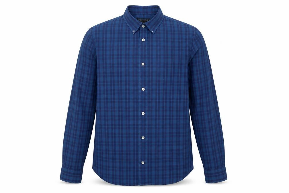 Banana Republic Men's Blue Check Slim Fit Long Sleeve Shirt L