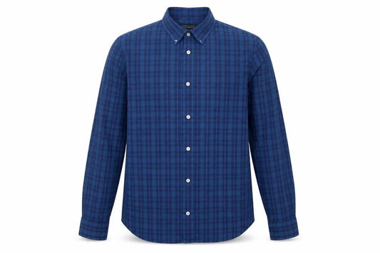 Banana Republic Men's Blue Check Slim Fit Long Sleeve Shirt L