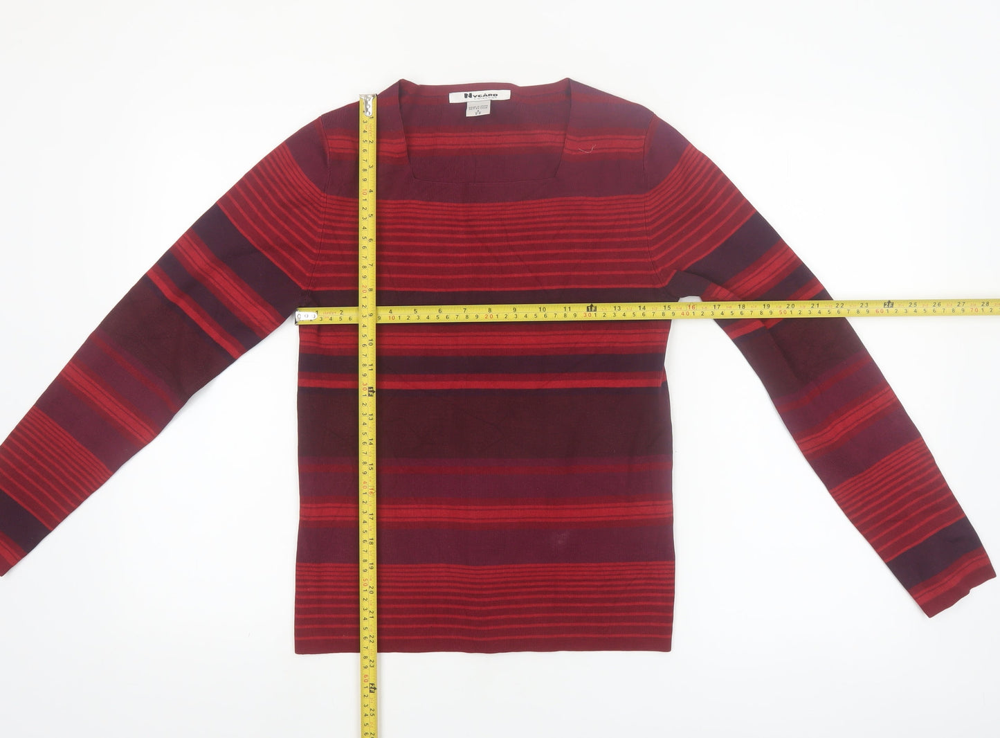 Nygard Collection Women Red Striped Silk Blend Jumper Size S 6-8