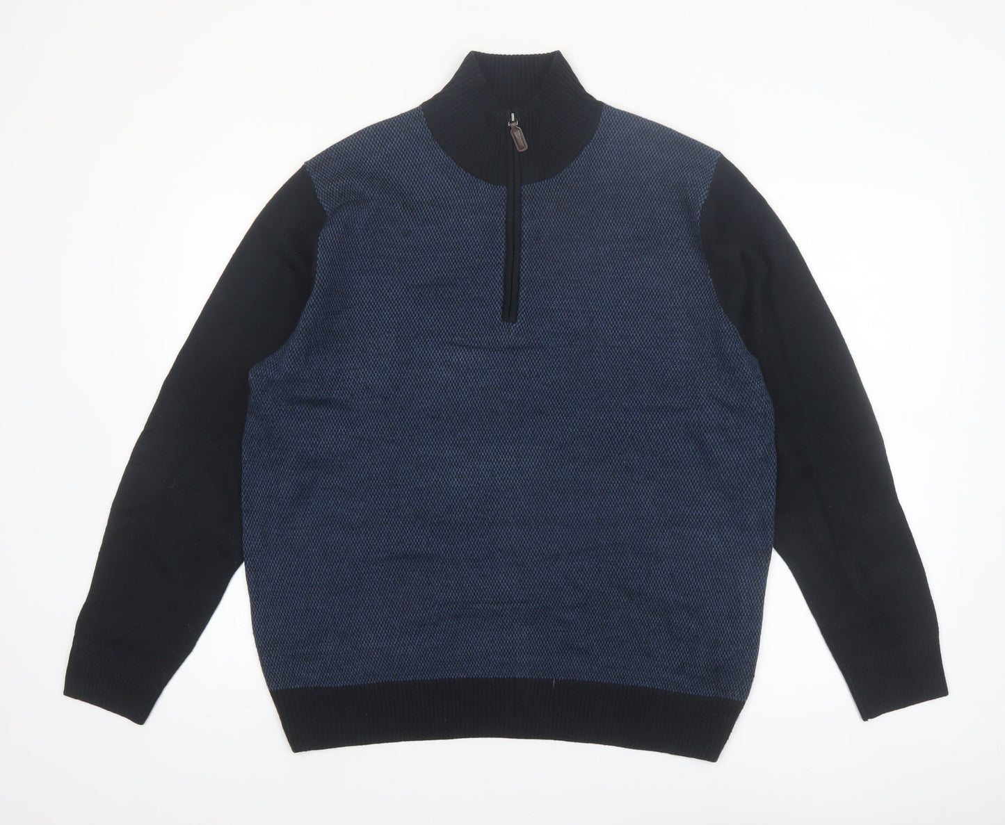 Tricots St Raphael Men's Blue 1/2 Zip High Neck Acrylic Jumper L