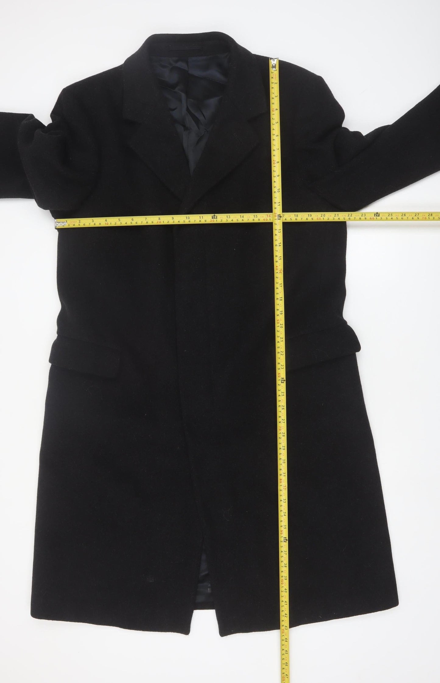 Varteks Men's Black Wool Cashmere Overcoat Size 40 Classic Fit
