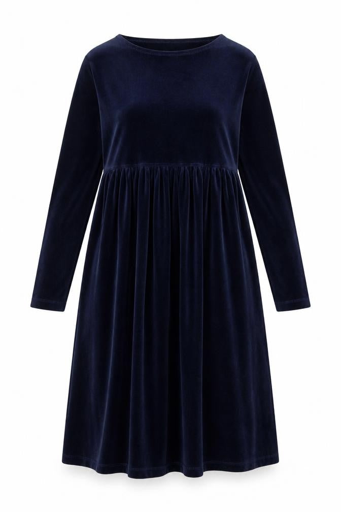 Jessica Women Blue Velvet A-Line Midi Dress Size 12-14