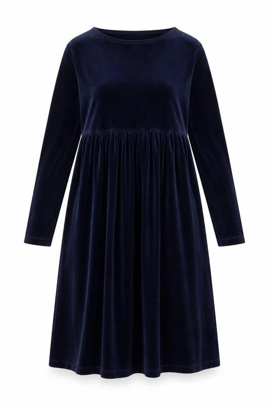 Jessica Women Blue Velvet A-Line Midi Dress Size 12-14