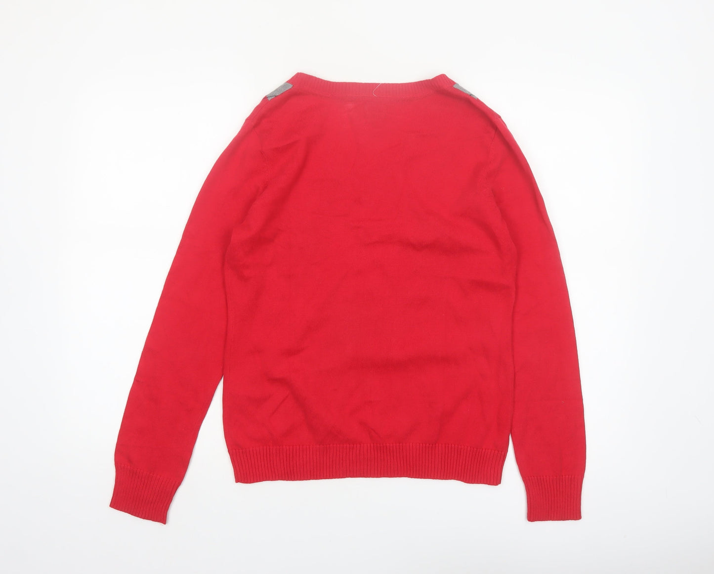 IZOD Men's Red Argyle V-Neck Cotton Jumper Size S
