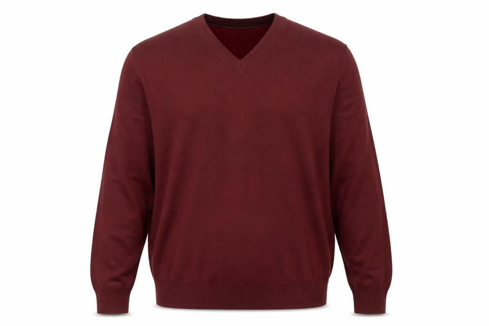 James Pringle Men's Red V-Neck Acrylic Pullover Jumper M