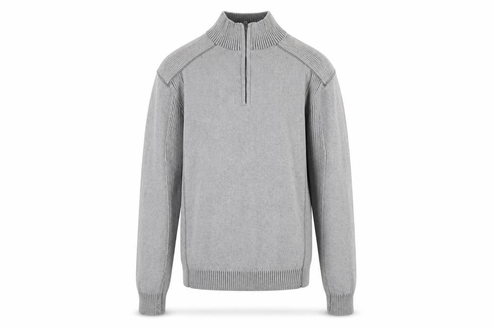 Park Slope Men’s Grey Cotton 1/4 Zip Knit Jumper Size L