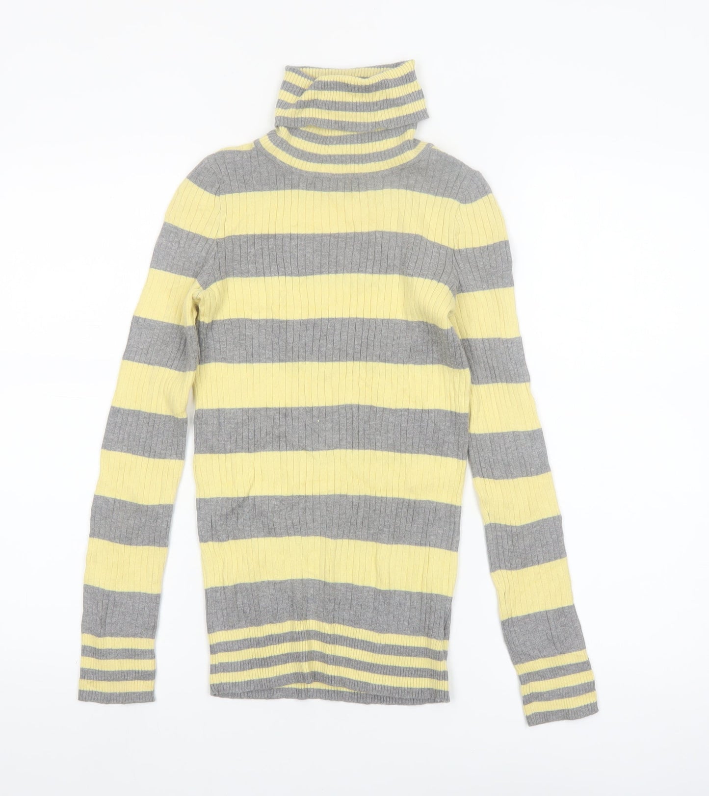 L.e.i. Teens Yellow Grey Striped Roll Neck Jumper S