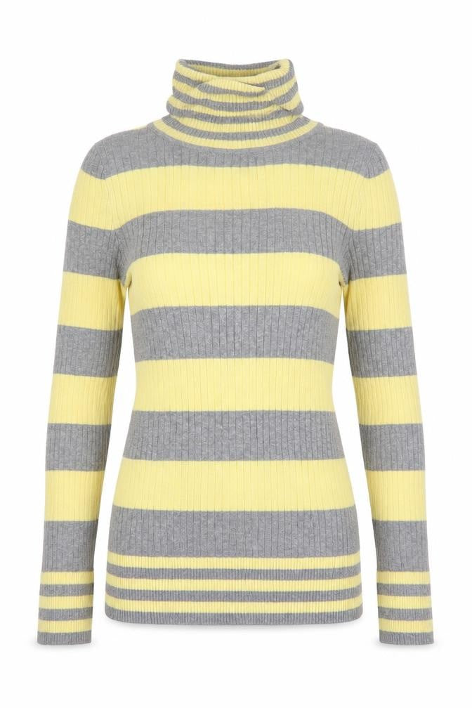 L.e.i. Teens Yellow Grey Striped Roll Neck Jumper S