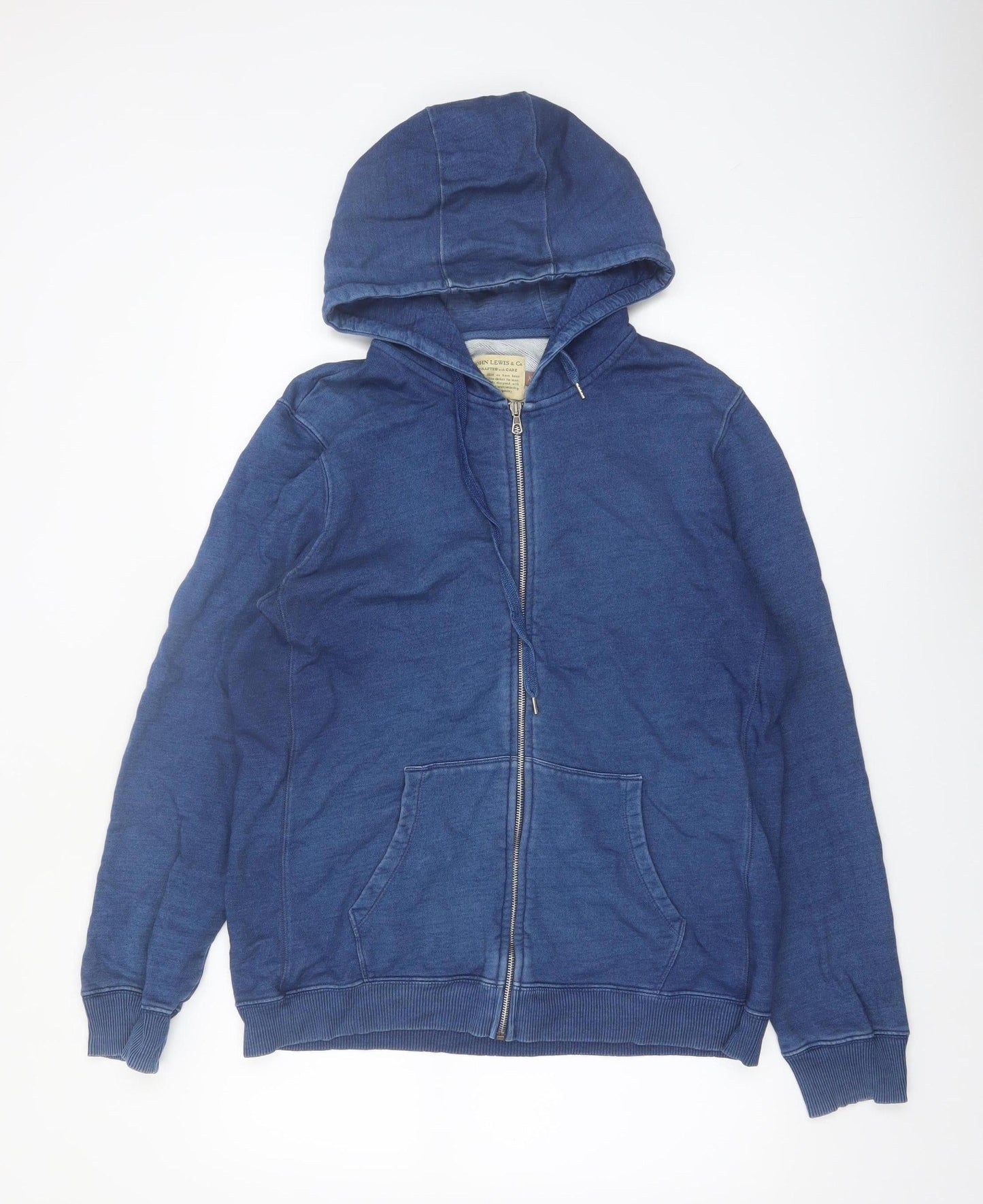 John Lewis & Co. Men Blue XL Full Zip Cotton Hoodie