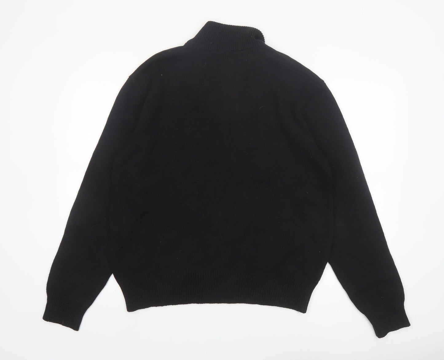 American Living Men’s Black Fair Isle Cotton Henley Jumper L