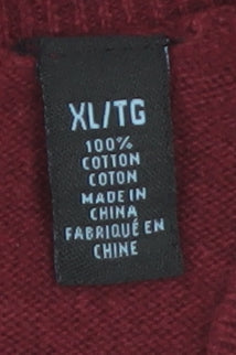 Van Heusen Studio Men's Red Argyle Cotton V-Neck Jumper XL