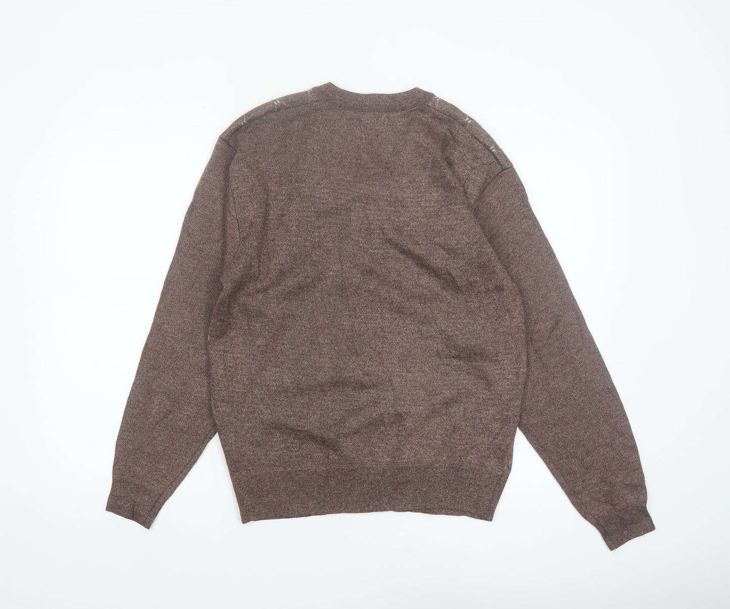 Vieste Men's Brown Argyle V-Neck Wool Blend Jumper M