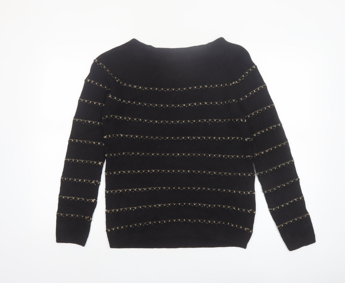 Ann Taylor Loft Women's Black Petite Medium Striped Pullover Jumper