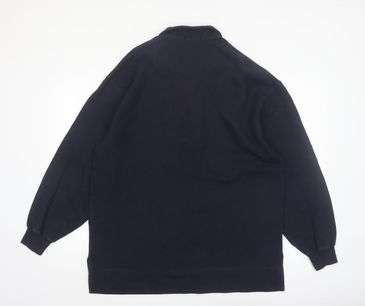 Marks and Spencer Men's Navy Long Sleeve Cotton Polo Shirt Medium