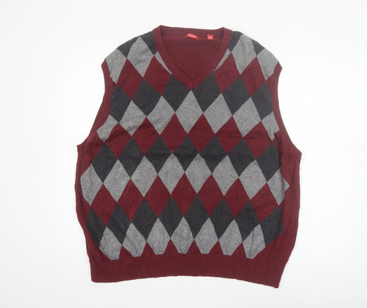 IZOD Men's Multicoloured Argyle V-Neck Knit Jumper Vest 3XL