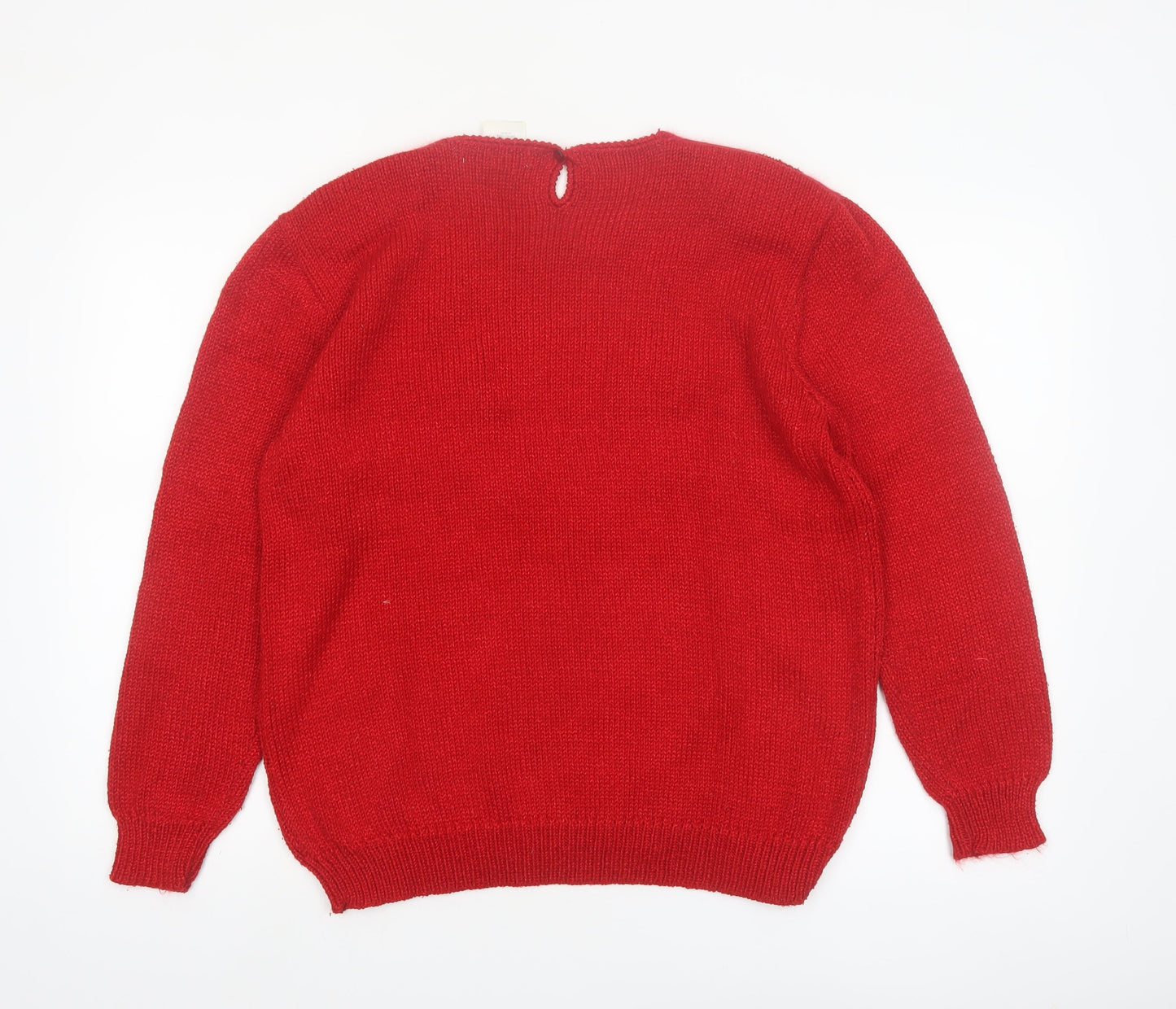 Franco Valeri Women Red XL Beaded Angora Blend Pullover Jumper