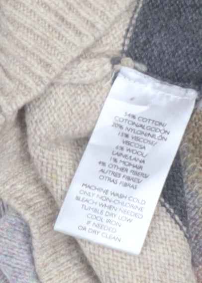 LOFT Women's Multicoloured Geometric Knit Jumper Size S