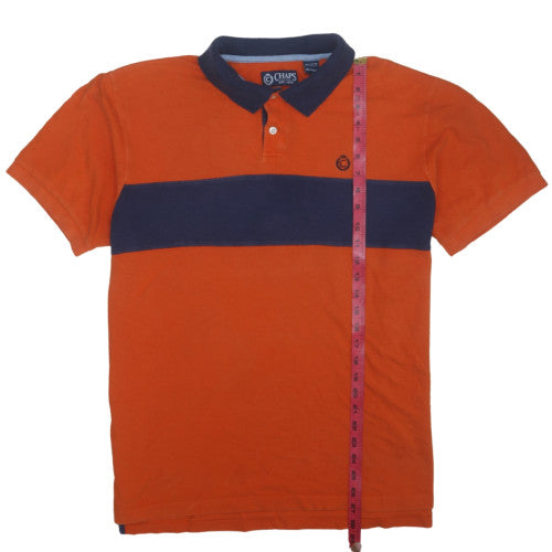 Chaps Men's Orange & Navy Colourblock Cotton Polo Shirt XL