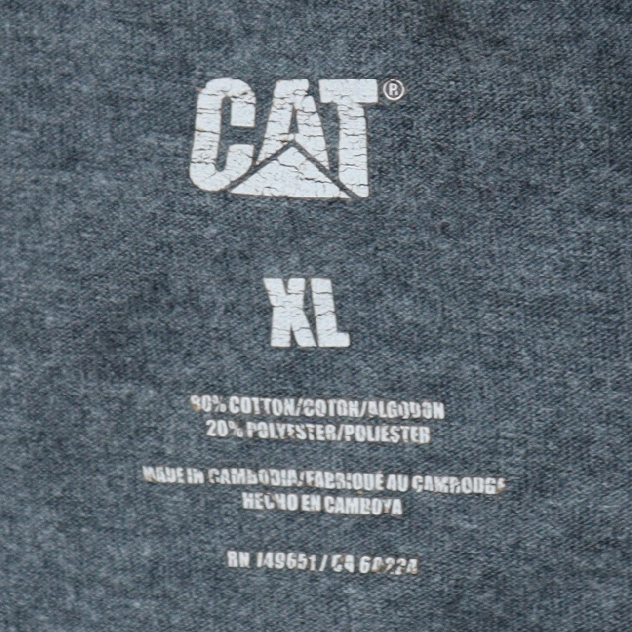 CAT Men's Grey XL Graphic Logo Workwear Cotton T-Shirt