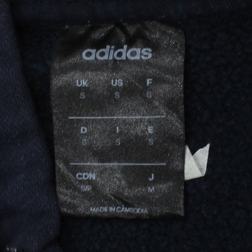 adidas Men Blue Pullover Hoodie Small Sports Fleece Sweatshirt