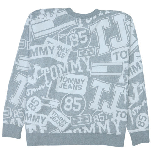 Tommy Jeans Men's Grey Oversized Crew Neck Logo Sweatshirt Size L