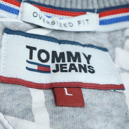 Tommy Jeans Men's Grey Oversized Crew Neck Logo Sweatshirt Size L