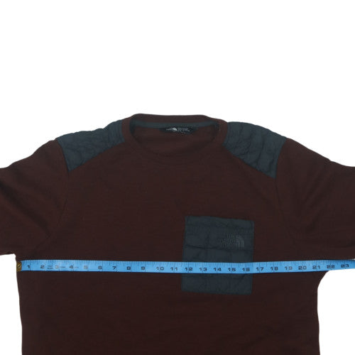 The North Face Men's Brown Quilted Shoulder Crew Neck Sweatshirt Size M