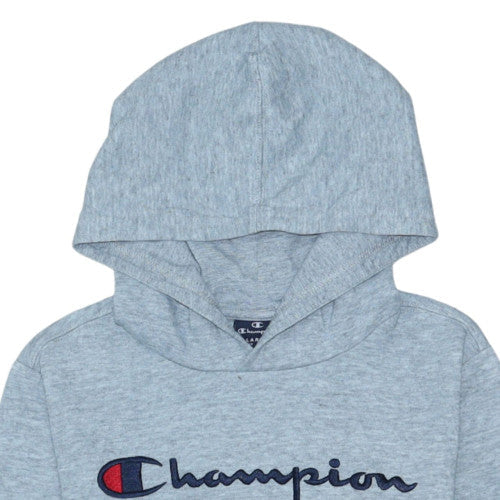 Champion Teens Grey Pullover Hoodie L Embroidered Logo Sports Fleece