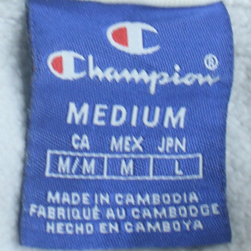 Champion Men's White Pullover Hoodie Medium Logo Sportswear